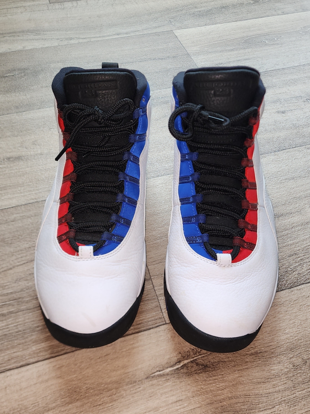 Red/white/blue Jordan 10s